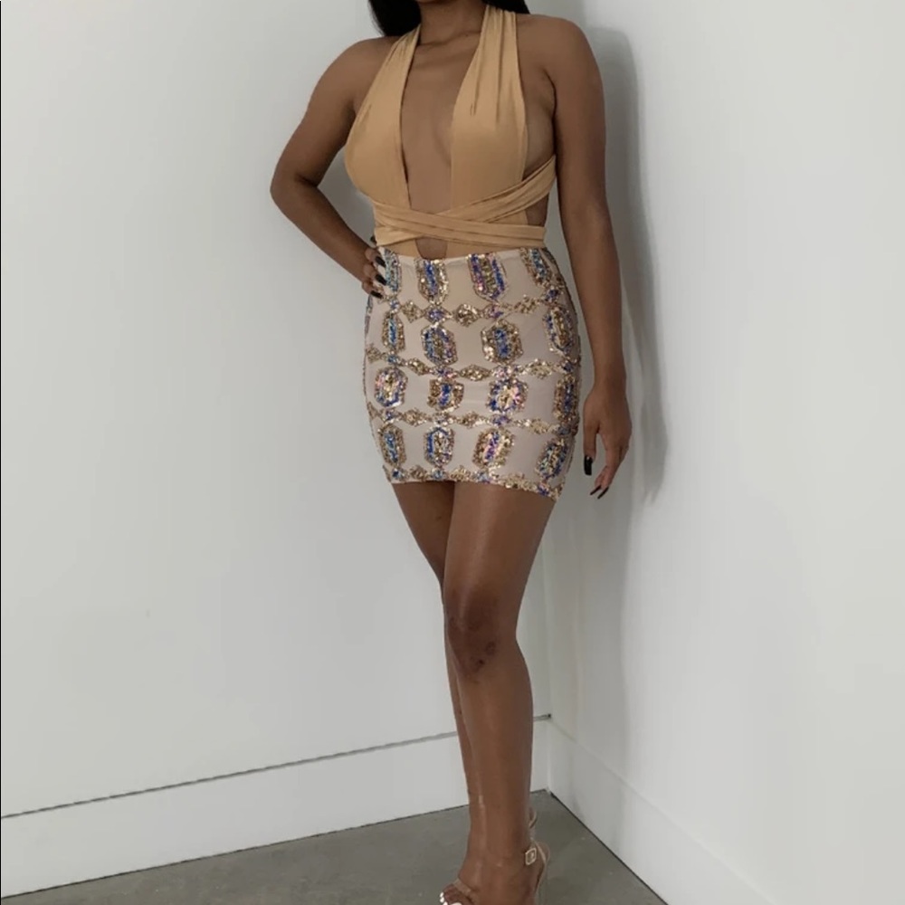 Halter rhinestone dress